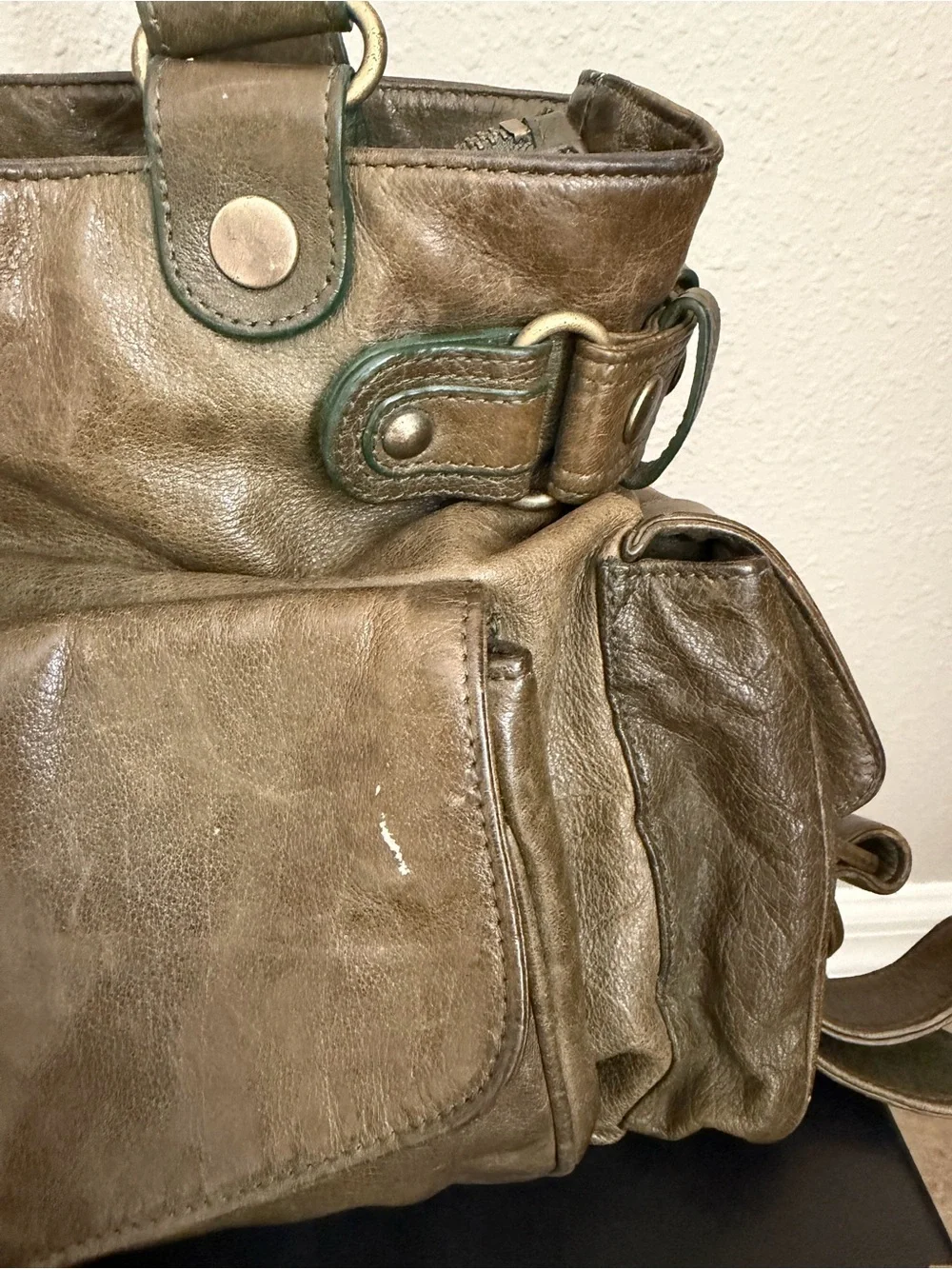 Kooba Vintage Distressed Leather Satchel Bag